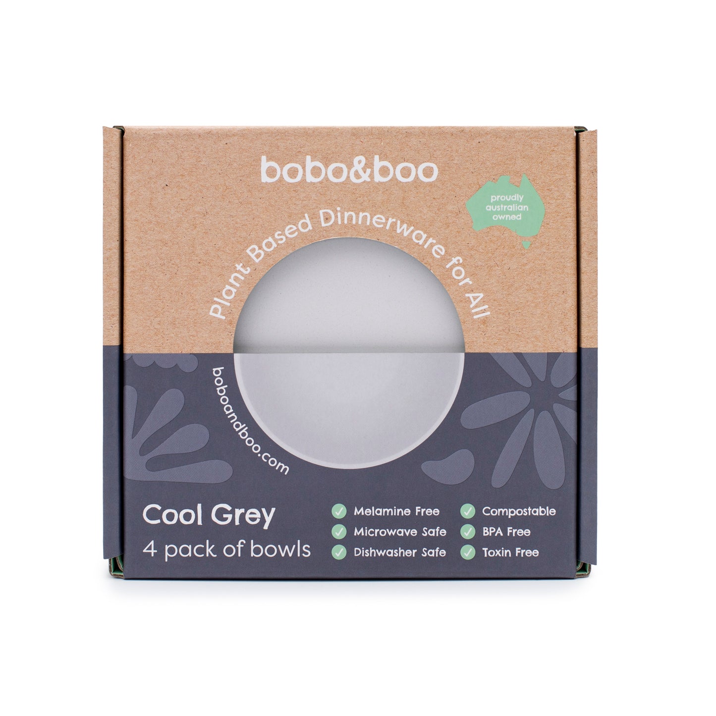 Plant-Based 4 Pack of Large Bowls - Cool Grey