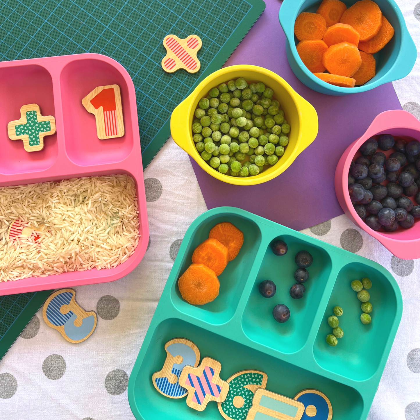bobo&boo plant-based bento plates and snack bowls used for a craft activity