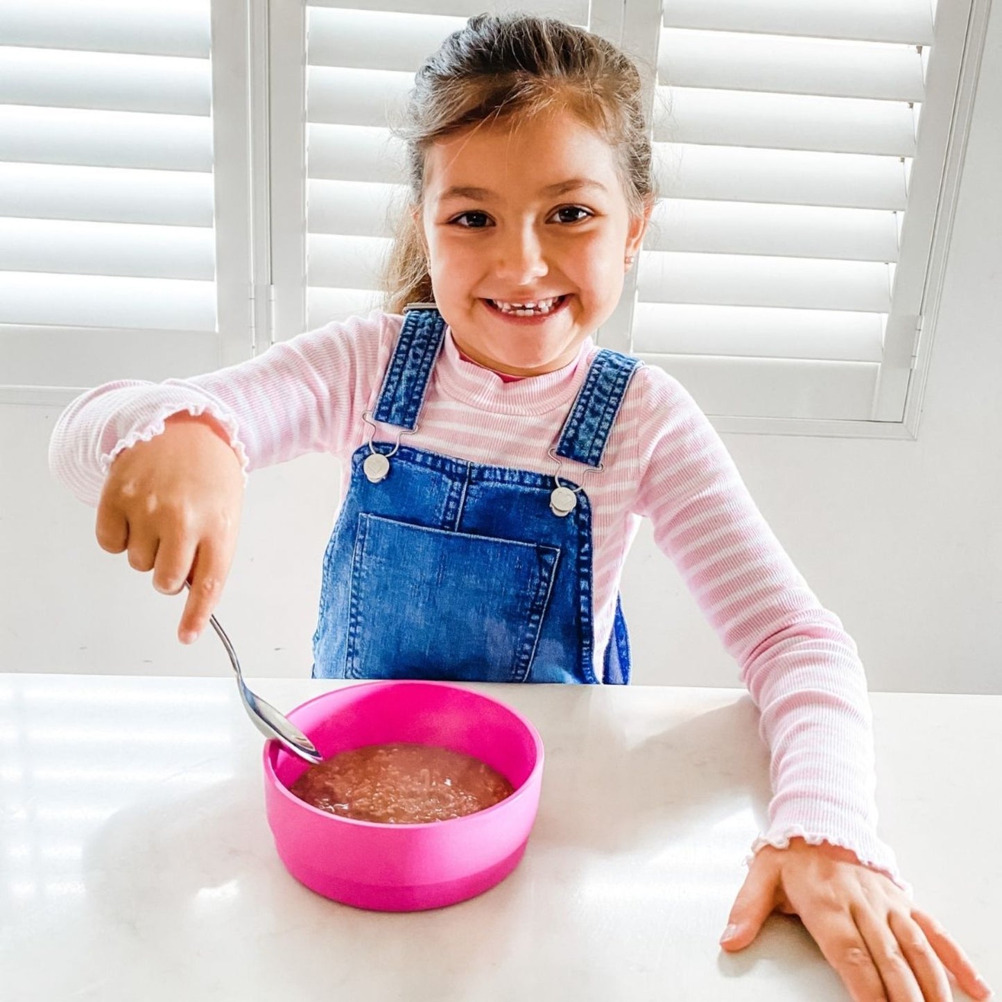 Bamboo bowl with children food