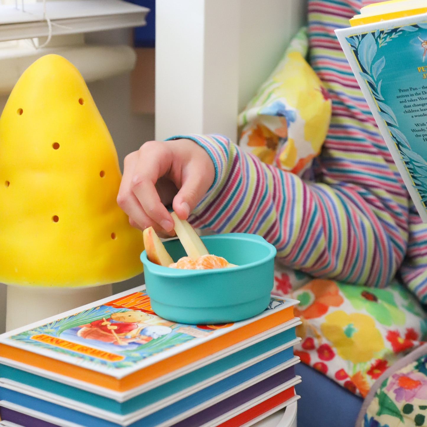 bamboo plant-based snack bowls being enjoyed by a child