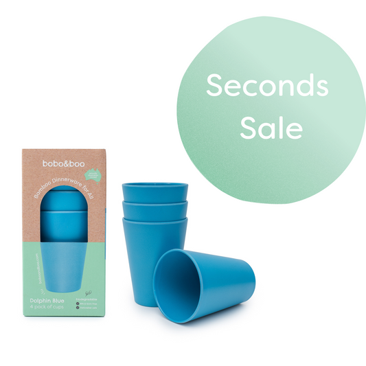 bobo&boo Bamboo Large Cup Set – Dolphin Blue (480ml) *Seconds Sale*