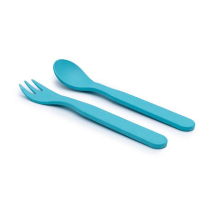 bobo&boo plant-based cutlery fork and spoon in blue