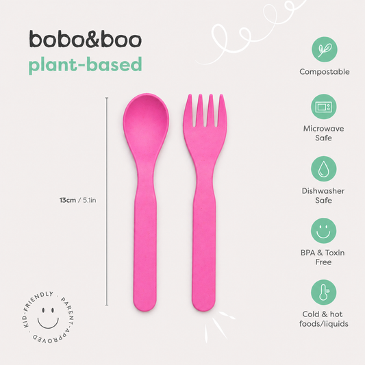 Bobo&boo Pink Cutlery Set Plant-Based