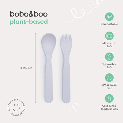 measurements of bobo&boo plant-based cutlery fork and spoon