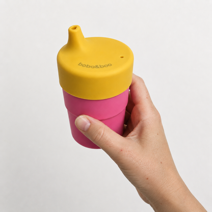 Universal Silicone Cup Lid - Sprout (Yellow) pink cup