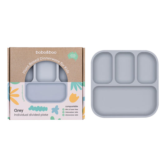 Plant-Based Bento-Style Divided Plates (22x21cm) - Individual - Grey *Seconds Sale*