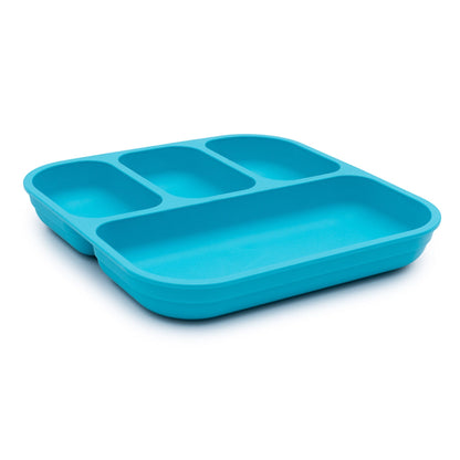  bobo&boo plant-based divided plate side on in blue