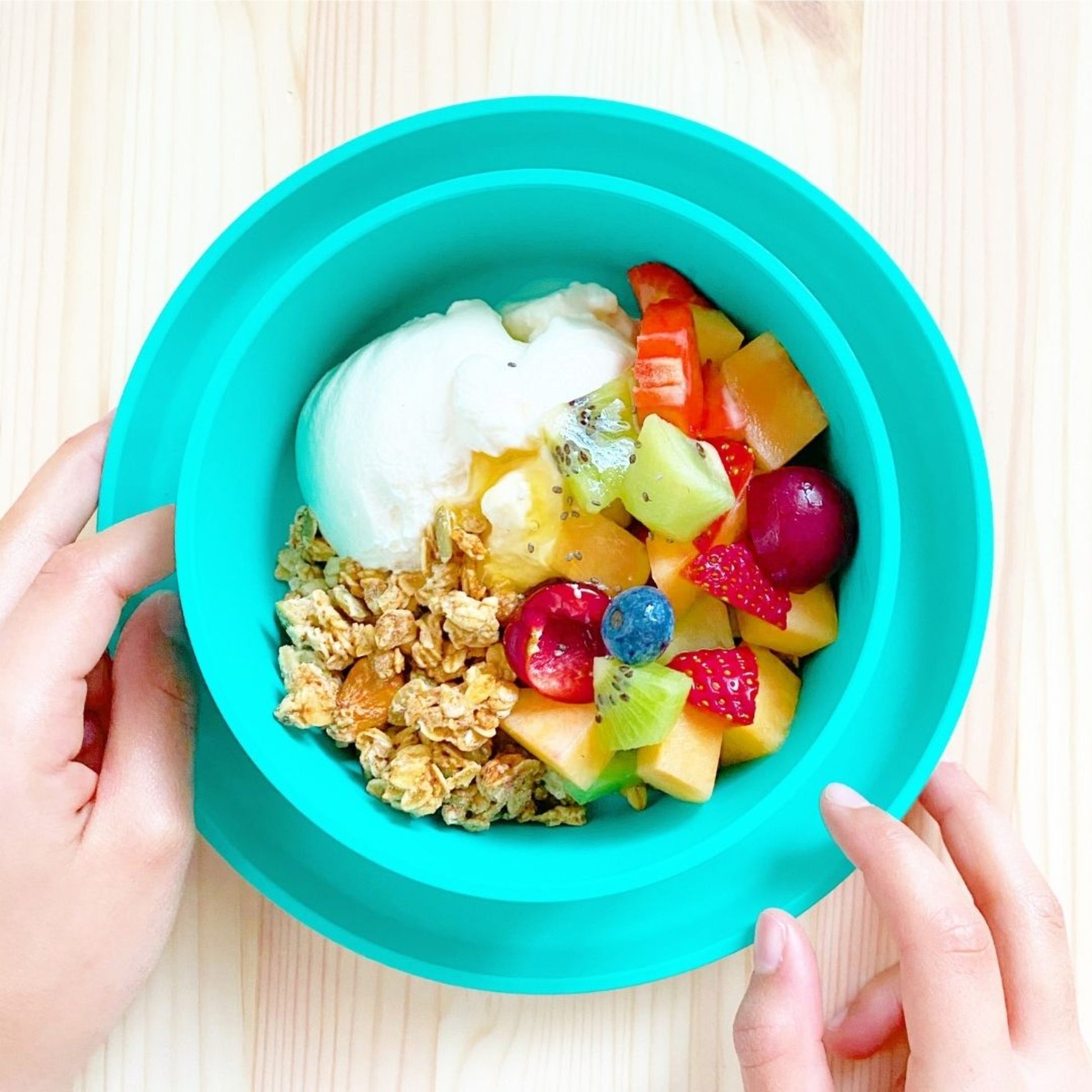 Bamboo plate bowl for breakfast