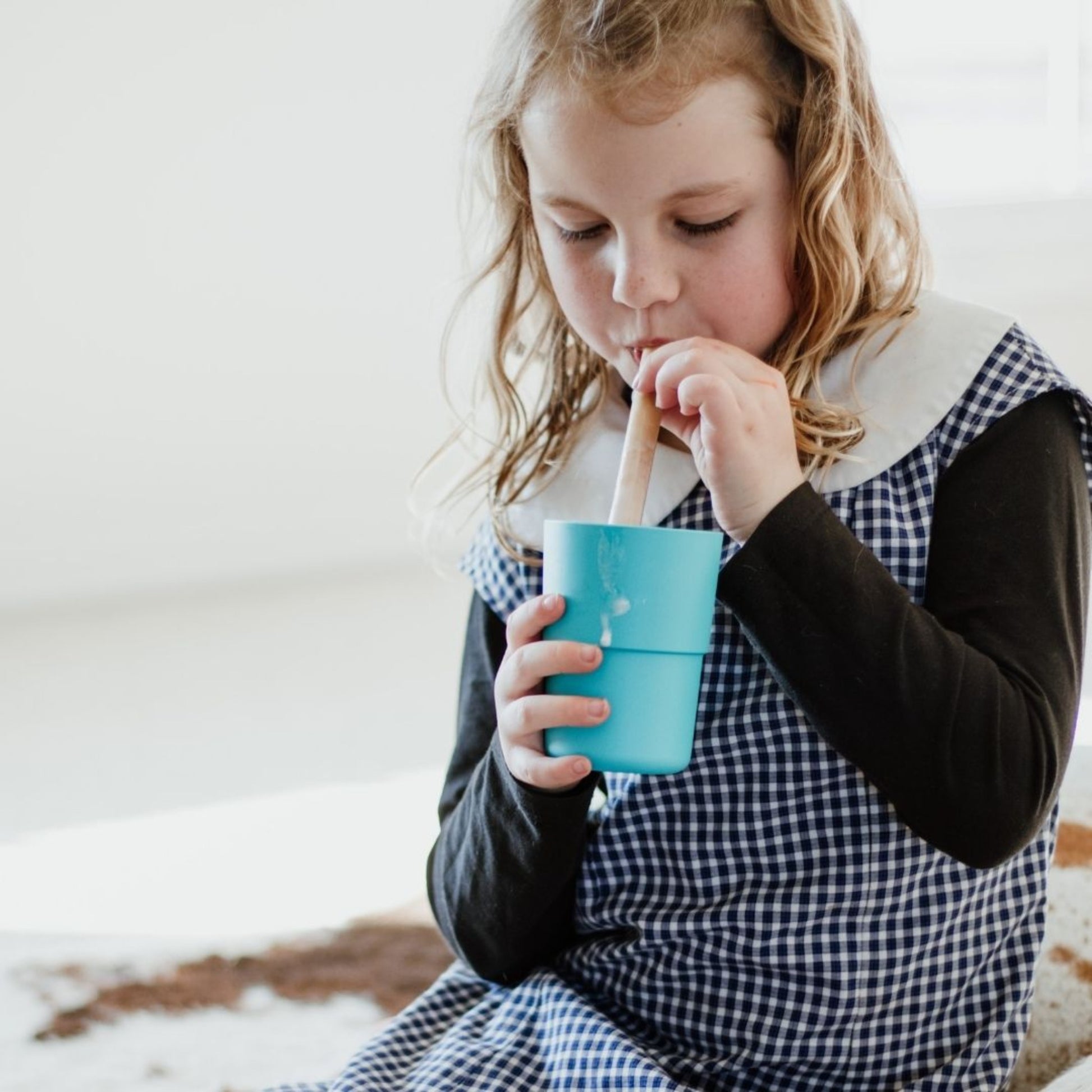 bamboo cups with straw for drink water